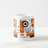Abstrakte Orange- und Schwarz-Tech-Inspiriert Tass Kaffeetasse (Mittel)