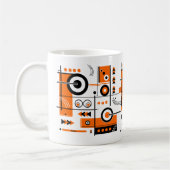 Abstrakte Orange- und Schwarz-Tech-Inspiriert Tass Kaffeetasse (Links)