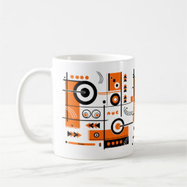 Abstrakte Orange- und Schwarz-Tech-Inspiriert Tass Kaffeetasse