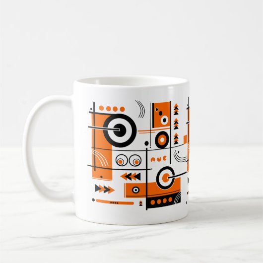 Abstrakte Orange- und Schwarz-Tech-Inspiriert Tass Kaffeetasse (Links)