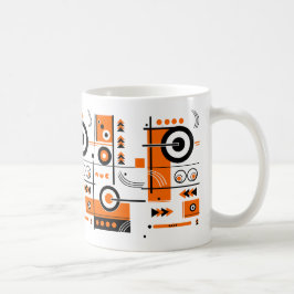 Abstrakte Orange- und Schwarz-Tech-Inspiriert Tass Kaffeetasse