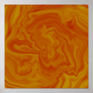 Abstrakte orangefarbene und gelbe flüssige Kunst Poster