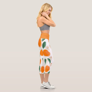 Abstrakte Orangen Botanische Graue Capri-Leggings Capri Leggings