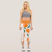 Abstrakte Orangen Botanisches Grau Capri Leggings (Vorderseite)