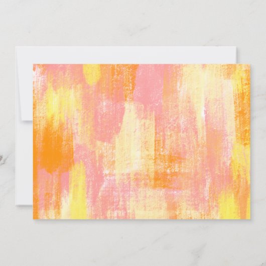 Abstrakte Orangen-Gelb-Rosa-Hochzeit Einladung (Rückseite)