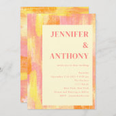 Abstrakte Orangen-Gelb-Rosa-Hochzeit Einladung (Vorne/Hinten)