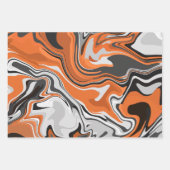 Abstrakte Orangen- und Schwarzstrahlkunst Geschenkpapier Set (Vorderseite 3)