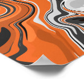 Abstrakte Orangen- und Schwarzstrahlkunst Poster (Ecke)