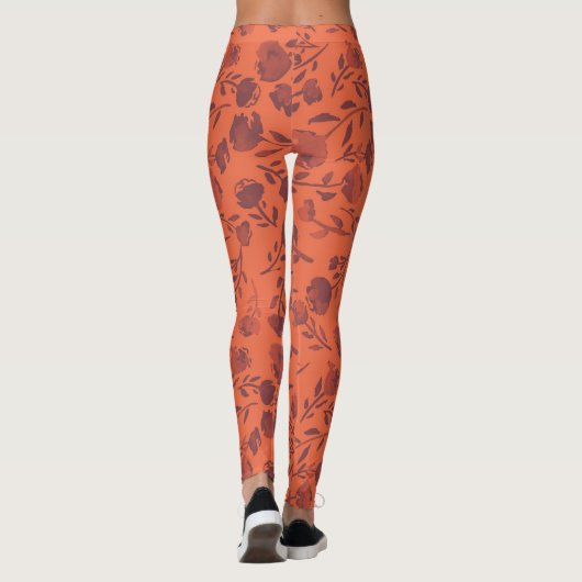 Abstrakte Orangenblume Lila Chic Leggings (Rückseite)