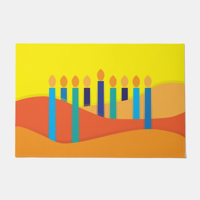 Abstrakte Orangengelbe Kerzen Hintergrund Fußmatte (Vorderseite)