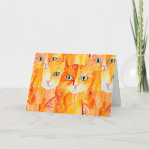Abstrakte Orangenkatze Dankeskarte