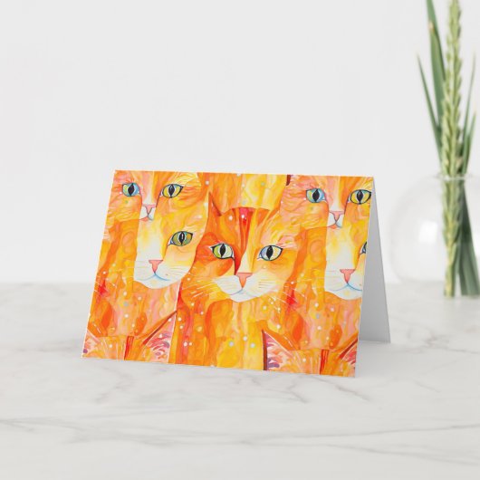 Abstrakte Orangenkatze Dankeskarte (Vorderseite)
