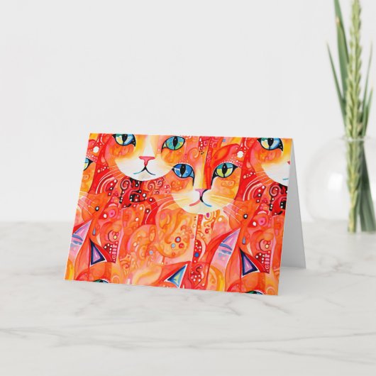 Abstrakte Orangenkatze Dankeskarte (Vorderseite)
