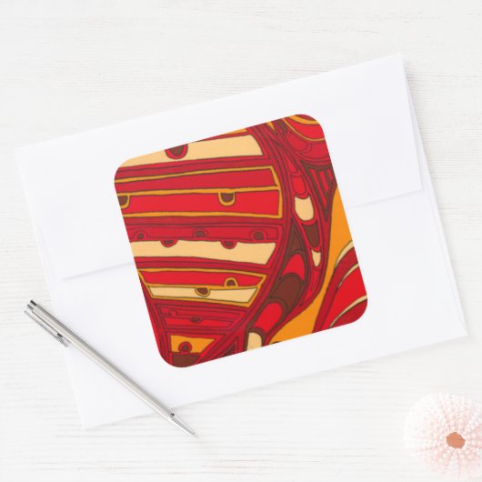 Abstrakte Orangenpanels Quadratischer Aufkleber (Umschlag)