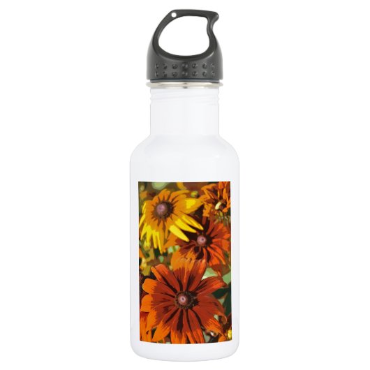 Abstrakte Orangensommer Blume Trinkflasche (Vorderseite)