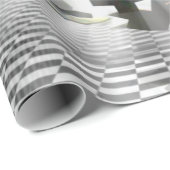 Abstrakte Orb - Schachbrettmuster Grau und Schwarz Geschenkpapier (Rolleneckpunkt)