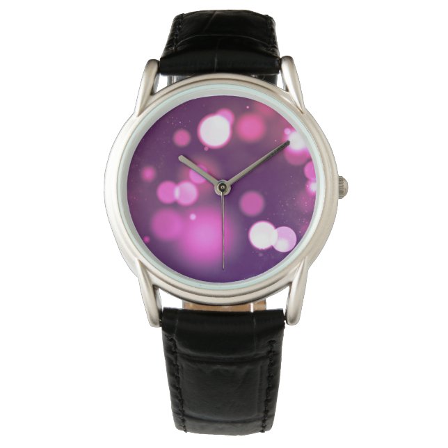 Abstrakte Orbe rosa/Lila whimsical Design Docks Armbanduhr (Vorderseite)