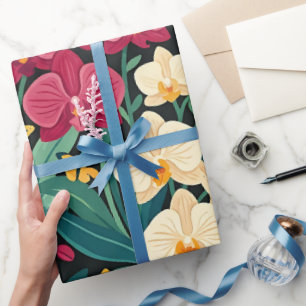 Abstrakte Orchideen Schmetterlinge Geschenkpapier