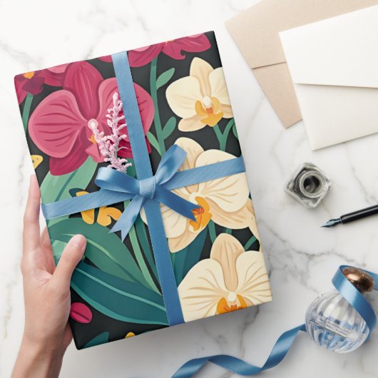 Abstrakte Orchideen Schmetterlinge Geschenkpapier (Schenken)