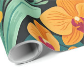 Abstrakte Orchideen Schmetterlinge Geschenkpapier (Rolleneckpunkt)