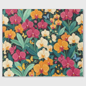 Abstrakte Orchideen Schmetterlinge Geschenkpapier (Flach)