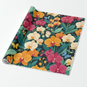 Abstrakte Orchideen Schmetterlinge Geschenkpapier (Ungerollt)