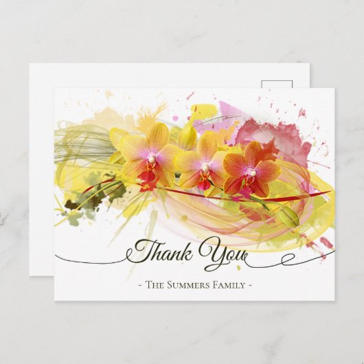 Abstrakte Orchids Farbschlackenkalligraphie Postkarte (Vorne/Hinten)