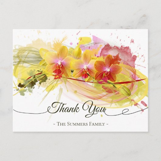 Abstrakte Orchids Farbschlackenkalligraphie Postkarte (Vorderseite)