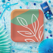 Abstrakte organische Kunst, florale boho-farbige E Pappteller (Party)