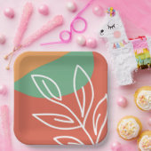 Abstrakte organische Kunst, florale boho-farbige E Pappteller (Party)