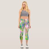 Abstrakte orientalische Lilien in meinem Rubio-Gar Capri Leggings (Vorderseite)