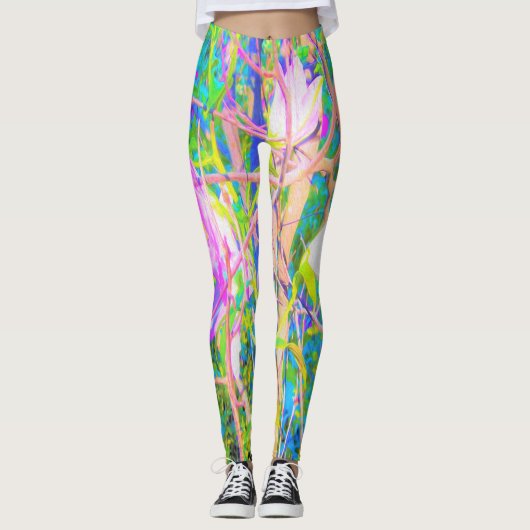 Abstrakte orientalische Lilien in meinem Rubio-Gar Leggings (Vorderseite)