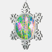 Abstrakte orientalische Lilien in meinem Rubio-Gar Schneeflocken Zinn-Ornament (Rechts)