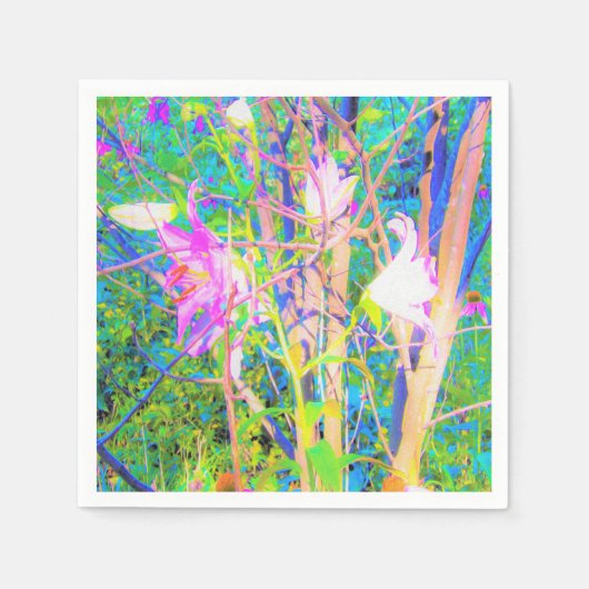 Abstrakte orientalische Lilien in meinem Rubio-Gar Serviette (Vorderseite)