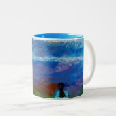 abstrakte Originalkunst Big Wave Morgen Zweifarbige Tasse (VorderseiteRechts)