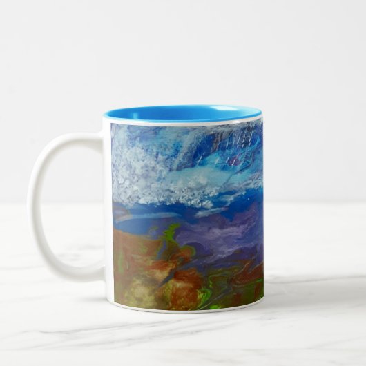 abstrakte Originalkunst Big Wave Morgen Zweifarbige Tasse (Links)