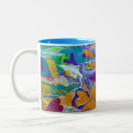 abstrakte Originalkunst Hearts Adrift Zweifarbige Tasse