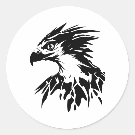 Abstrakte Osprey Kunst in BW Runder Aufkleber (Vorderseite)