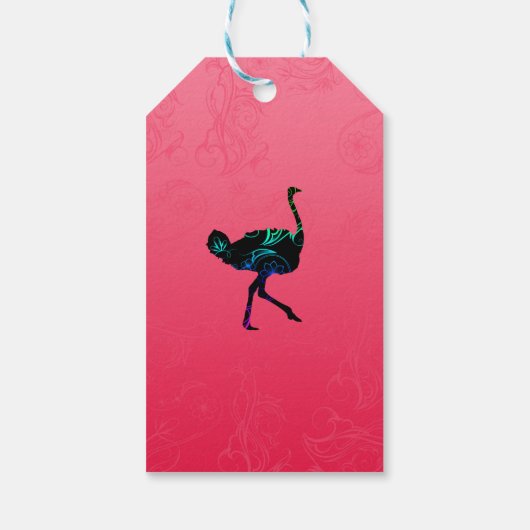 Abstrakte Ostrich-Geschenkmarke Geschenkanhänger (Rückseite)