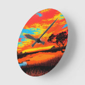 Abstrakte Outback Wüste Landschaft Art #3 Runde Wanduhr (Winkel)