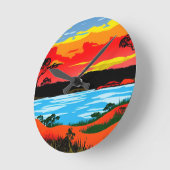 Abstrakte Outback Wüste Landschaft Art #5 Runde Wanduhr (Winkel)