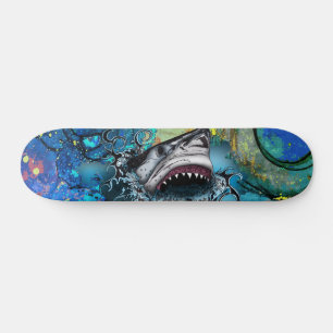 Abstrakte Ozean-Hai-Marmor-Kunst-Splash Skateboard