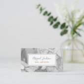 Abstrakte Ozeanflora Graue und goldene Nagelkunst Visitenkarte (Stehend Vorderseite)