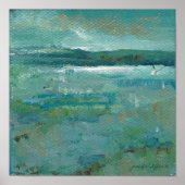 Abstrakte Ozeanmalerei an der Küste Poster (Vorne)