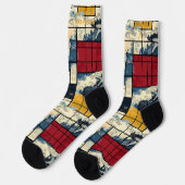 Abstrakte Ozeansocken Retro Geometric Wave Design Socken (Linkes Detail)