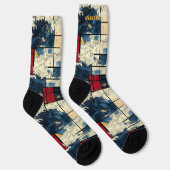 Abstrakte Ozeansocken Retro Geometric Wave Design Socken (Rechts)