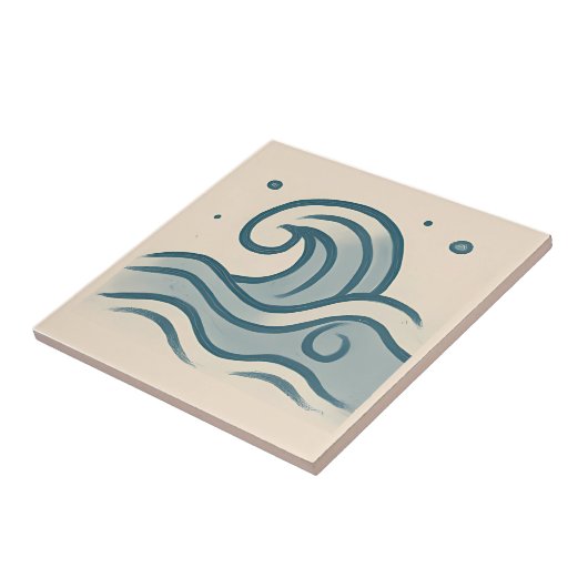 Abstrakte Ozeanwelle Minimalistischer Tile Fliese (Seite)