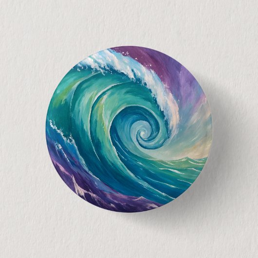 Abstrakte Ozeanwelle Spirale Button (Vorderseite)