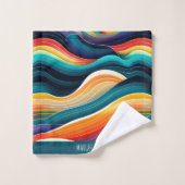 Abstrakte Ozeanwellen Regenbogenmuster Badhandtuch Set (Waschlappen)