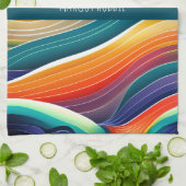 Abstrakte Ozeanwellen Regenbogenmuster Geschirrtuch (Gefaltet)